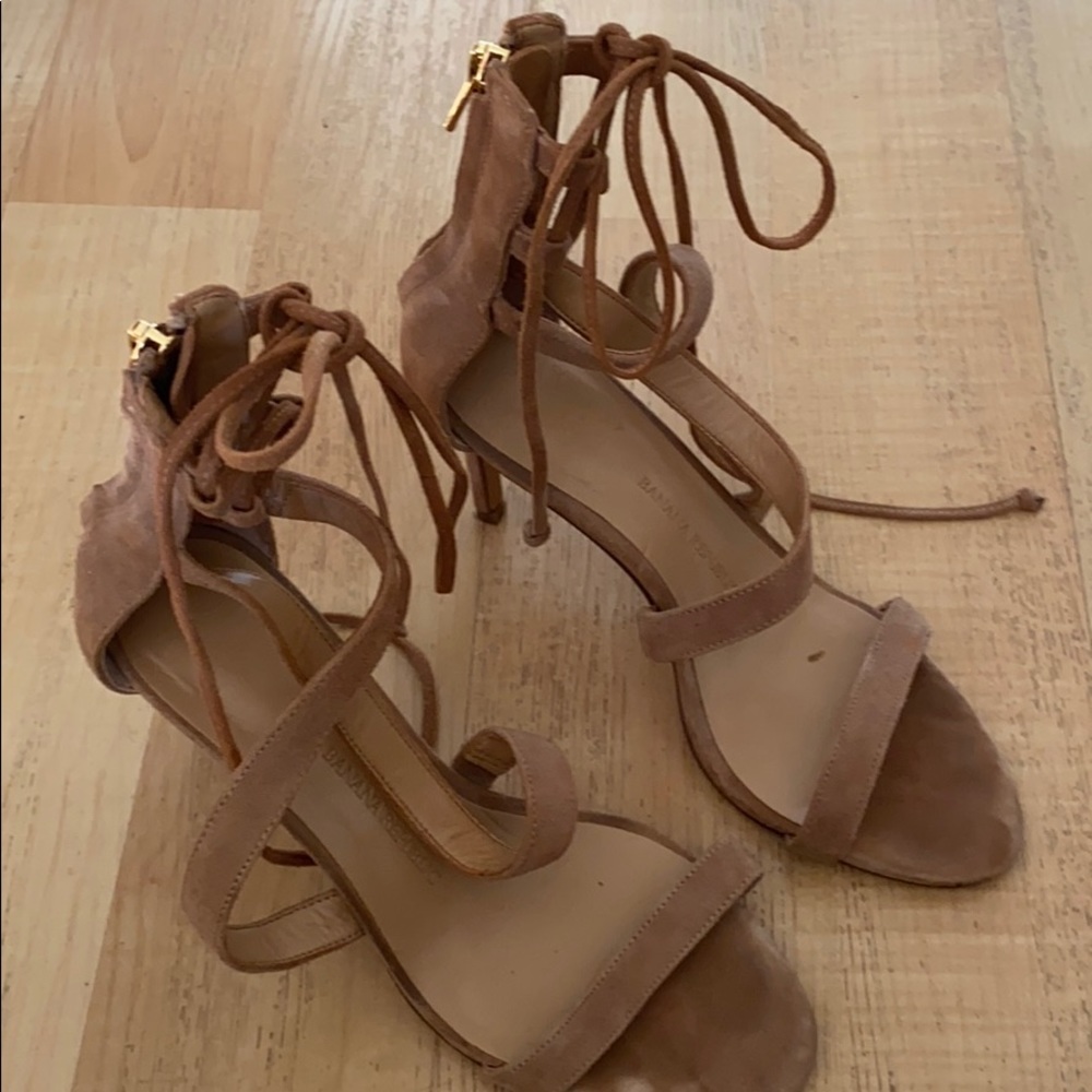 Banana republic suede ankle wrap lace up heels 6